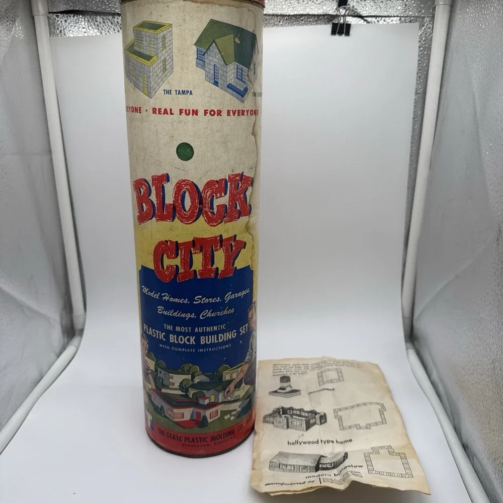 Vtg 1950s Block City B-500 Set Tri-State Canister
